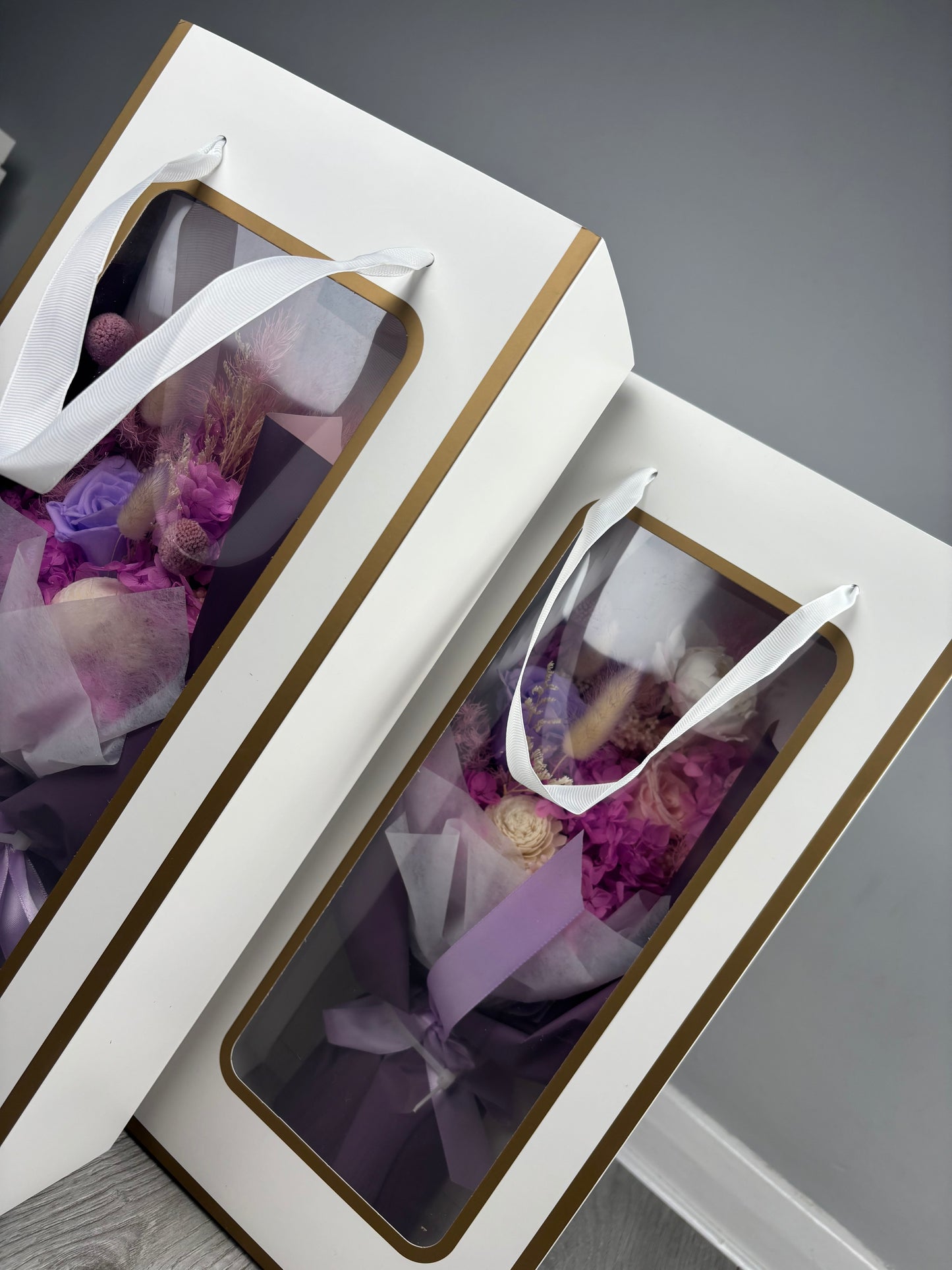 Hand Made Bouquet, Preserved Floral Gift, Pink and Purple